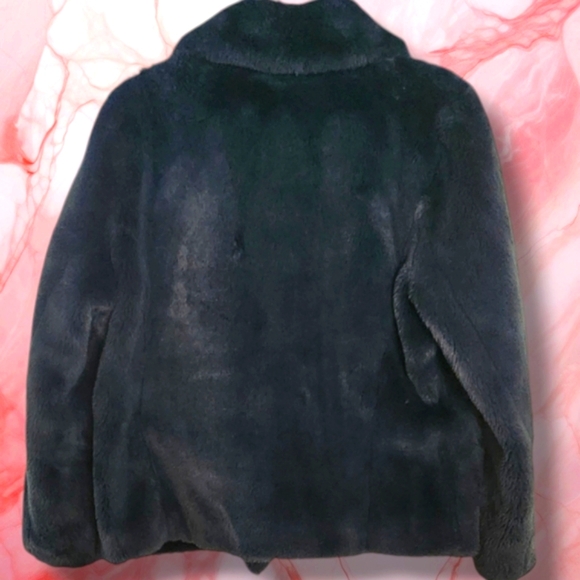 ZADIG & VOLTAIRE Freeze Faux Fur Coat Black/Green 3-Pocket Front Zip Close M/L - Picture 7 of 16